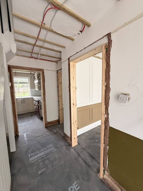 Hallway with new fire door frames